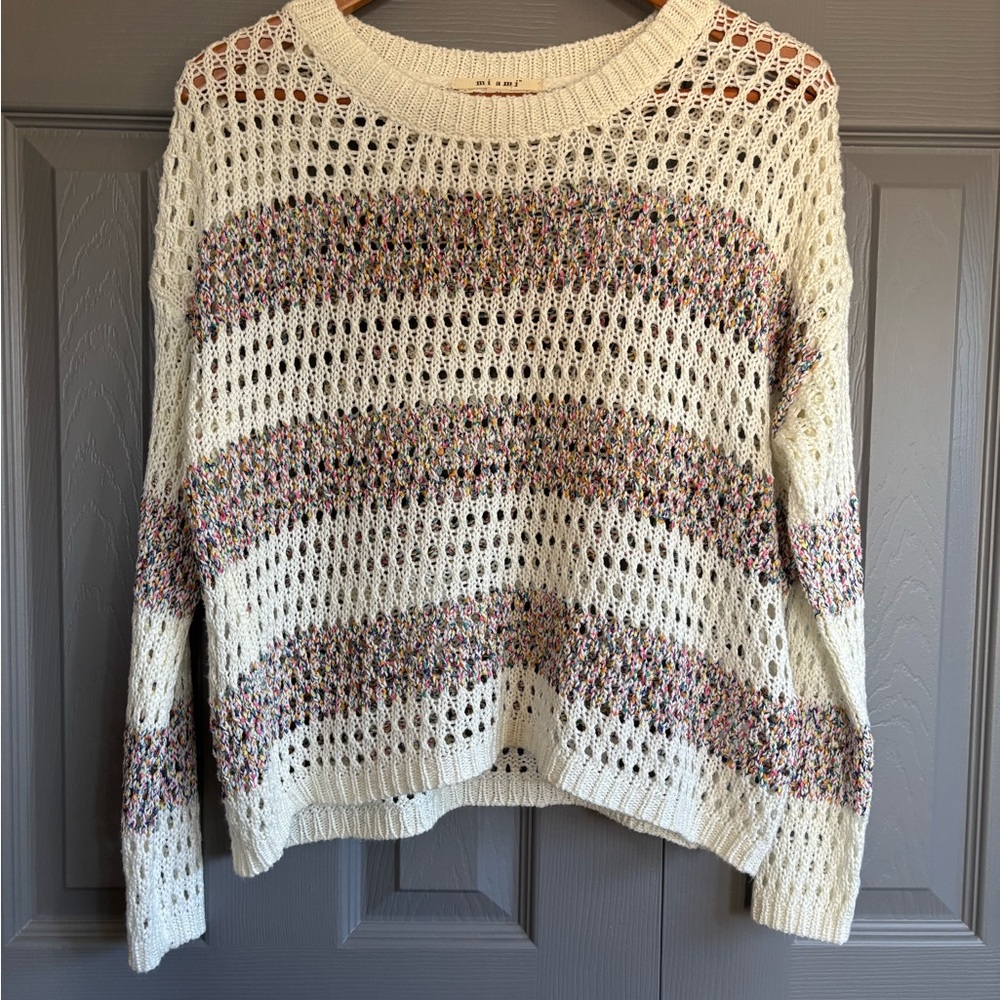 Miami Cream and multicolored striped sweater